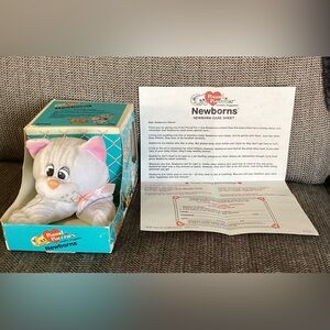 Vintage Tonka Pound Purrries Pur-r-ries Newborns White & Grey Striped Cat In Box